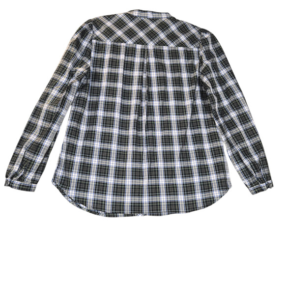 J Crew Womens XS Plaid Button Up Shirt Sequins Green Blue Round Hem Lace Casual - Picture 4 of 11